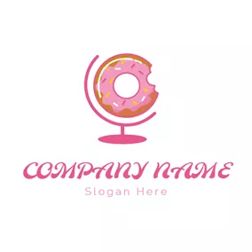 Logótipo Donuts Pink Tellurion and Doughnut logo design