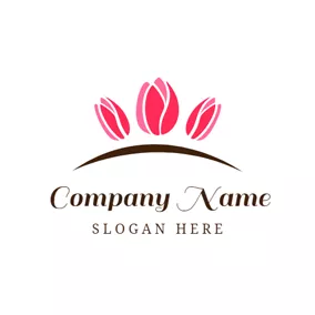 Garden Logo Pink Tulip and Garden logo design