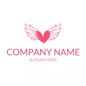 美しいロゴ Pink Wing and Heart Icon logo design