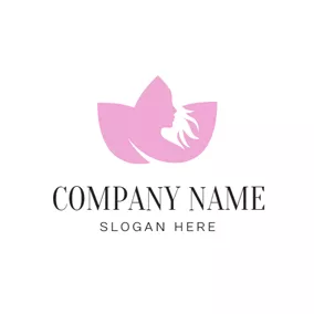 ヨガロゴ Pink Woman Face and Yoga logo design