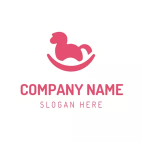 兒童 & 保育Logo Pink Wooden Horse Toy logo design