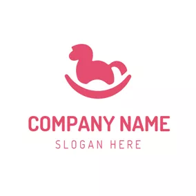 Child Logo Pink Wooden Horse Toy logo design