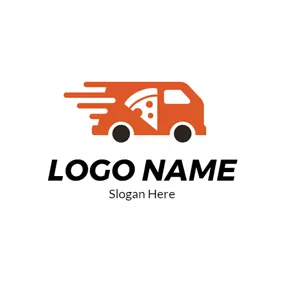 Food Delivery Logo Pizza Outline and Food Truck logo design