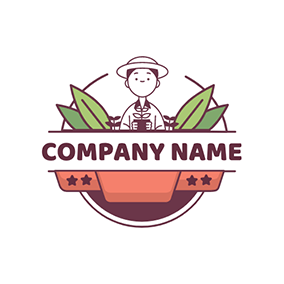 Logotipo De Granja Plant Banner Farmer logo design