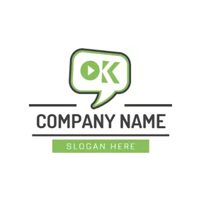 Rectangle Logo Play Button and Ok logo design
