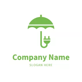 雨傘Logo Plug Wire and Umbrella logo design