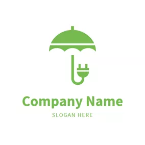 Logotipo De Paraguas Plug Wire and Umbrella logo design