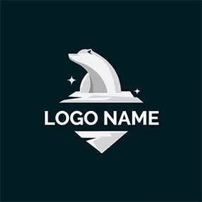 ホッキョクグマロゴ Polar Bear and Iceberg logo design