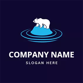 ホッキョクグマロゴ Polar Bear Ice Global Warming logo design