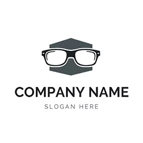 光學 Logo Polygon and Glasses logo design