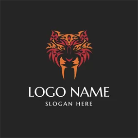 獣ロゴ Powerful Tribal Tiger Symbol logo design