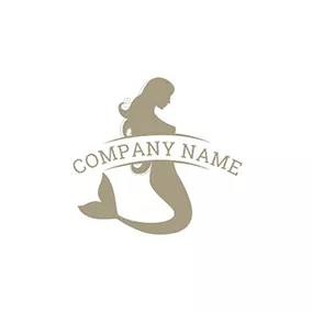 Logótipo De Sereia Pretty and Cute Mermaid Icon logo design