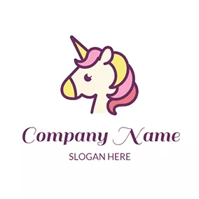 ユニコーンロゴ Pretty and Cute Unicorn Icon logo design