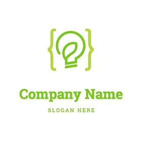 Green Logo Program Code Bulb Developer logo design