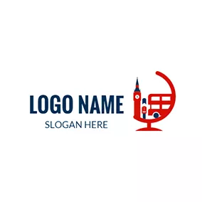 英語 Logo Public Transportation and Bell Tower logo design