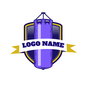 Logótipo De Boxer Punch Bag Shield Boxer logo design