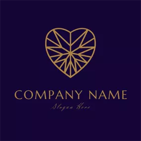 Diamond Logo Purple and Golden Heart logo design