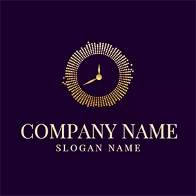 Hour Logo Purple and Golden Watch logo design