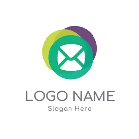メールロゴ Purple and Green Icon logo design