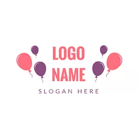 慶祝 Logo Purple and Pink Balloon logo design
