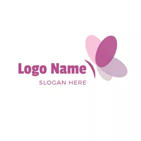 薰衣草 Logo Purple and Pink Butterfly logo design