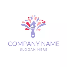 繪畫筆刷logo Purple and Pink Paint Brush logo design