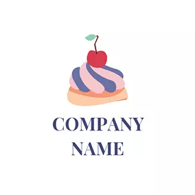 Logotipo De Panadería Purple and Red Cherry Ice Cream logo design