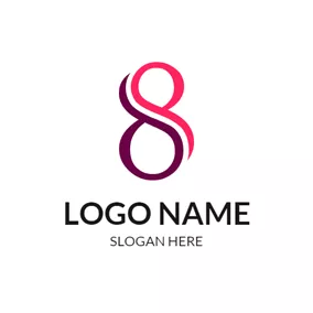 Logótipo De Número Purple and Red Number Eight logo design
