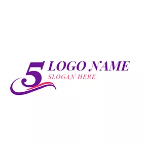 Emblem Logo Purple and White 5th Anniversary logo design