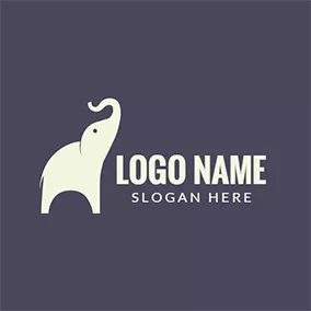 Mammoth Logo Purple and White Elephant Icon logo design
