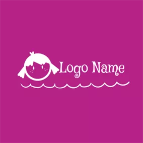 Child Logo Purple and White Girl Face logo design