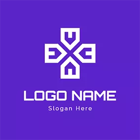 コラージュロゴ Purple and White House Icon logo design