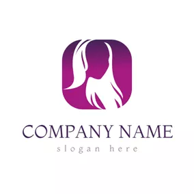发型师logo Purple and White Medium Length Hair logo design