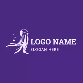 章鱼 Logo Purple and White Octopus logo design