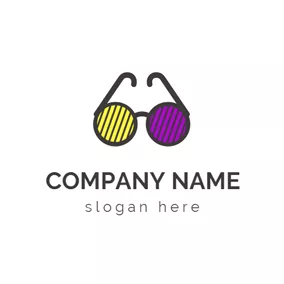 Lässiges Logo Purple and Yellow Fashion Sunglasses logo design