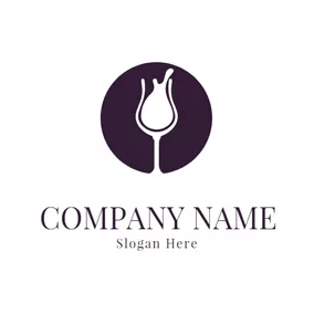 Wine Glass Logo Purple Background and White Glass logo design