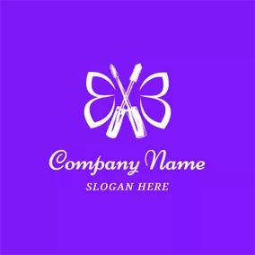 Different Logo Purple Butterfly and Crossed Mascara Cream logo design