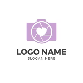 Logótipo Câmara Purple Camera and Heart logo design