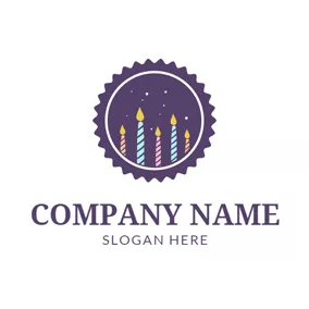Can Logo Purple Circle and Birthday Candle logo design