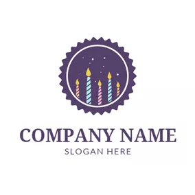 蠟燭 Logo Purple Circle and Birthday Candle logo design