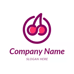櫻桃logo Purple Circle and Cherry logo design