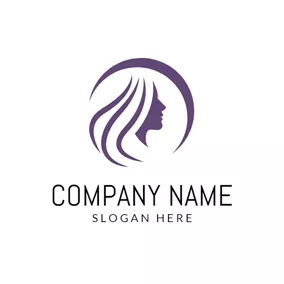 Female Logo Purple Circle and Silky Hair logo design