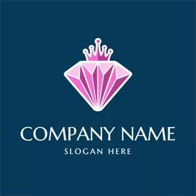 Diamond Logo Purple Crown and Crystal logo design