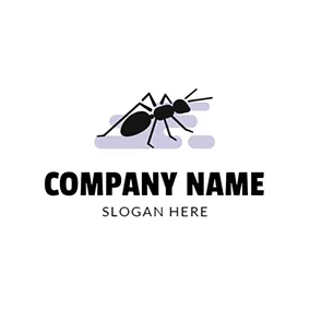 Insect Logo Purple Decoration and Black Ant logo design