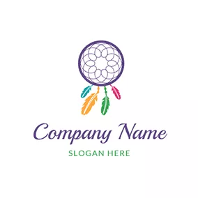 Colorful Logo Purple Dreamcatcher and Colorful Feather logo design