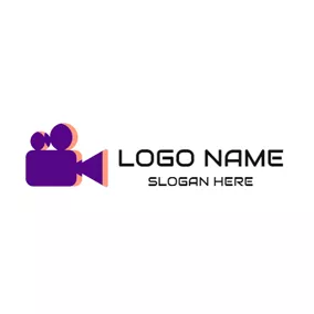 電影院 Logo Purple Film Projector and Movie logo design