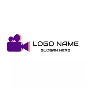 Logótipo De Cinema Purple Film Projector and Movie logo design