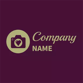 婚礼摄影logo Purple Heart and Camera logo design