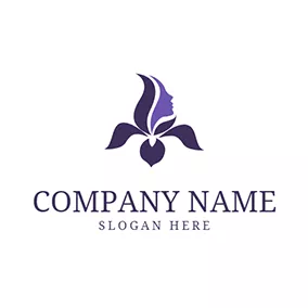 Blooming Logo Purple Iris and Pretty Face logo design
