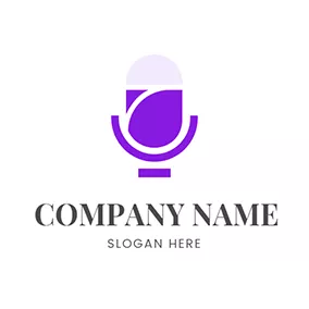 群れのロゴ Purple Microphone and Podcast logo design
